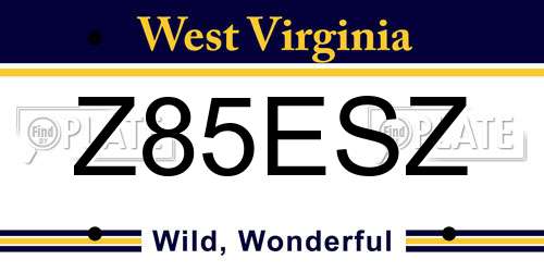 Z85ESZ West Virginia License Plate