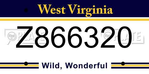 Z866320 West Virginia License Plate