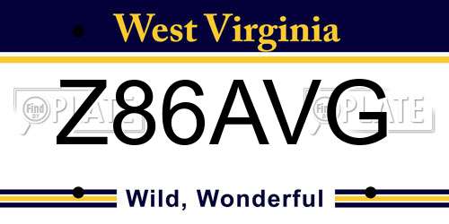 Z86AVG West Virginia License Plate