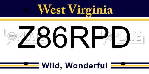 Z86RPD West Virginia License Plate