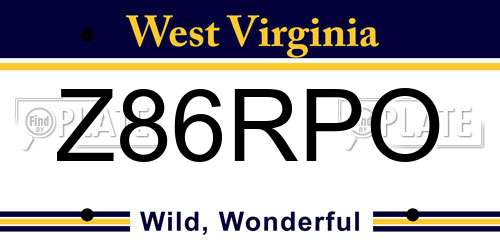 Z86RPO West Virginia License Plate