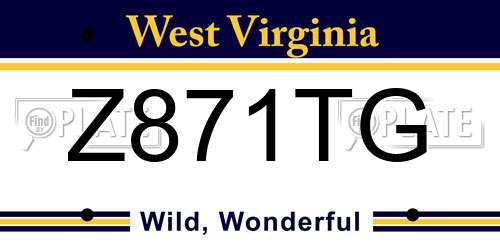 Z871TG West Virginia License Plate