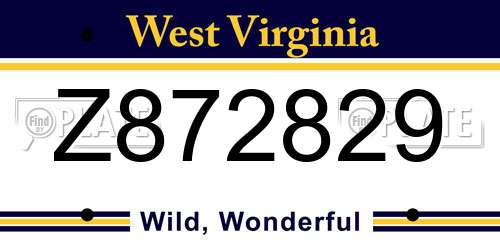 Z872829 West Virginia License Plate
