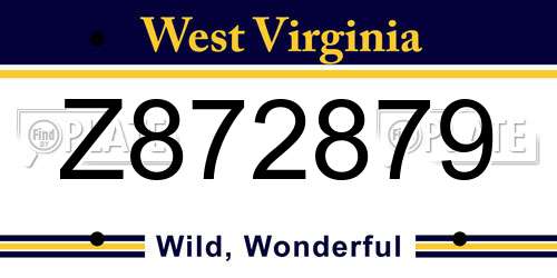 Z872879 West Virginia License Plate