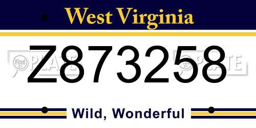 Z873258 West Virginia License Plate