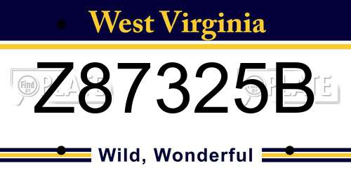 Z87325B West Virginia License Plate