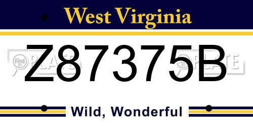 Z87375B West Virginia License Plate