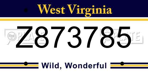 Z873785 West Virginia License Plate