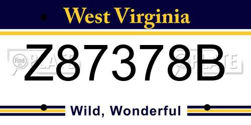 Z87378B West Virginia License Plate
