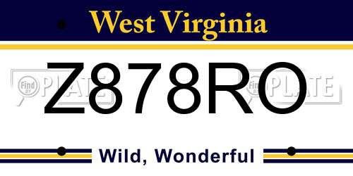 Z878RO West Virginia License Plate