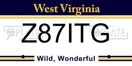 Z87ITG West Virginia License Plate