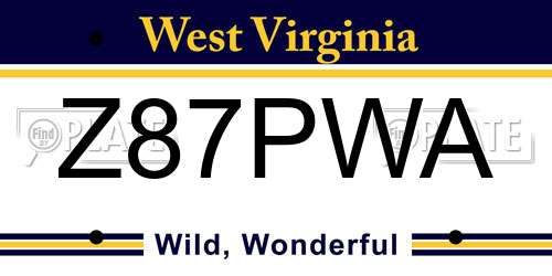 Z87PWA West Virginia License Plate