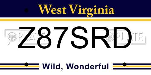 Z87SRD West Virginia License Plate