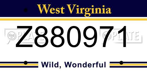 Z880971 West Virginia License Plate