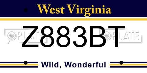 Z883BT West Virginia License Plate
