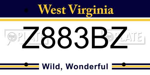 Z883BZ West Virginia License Plate