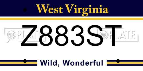 Z883ST West Virginia License Plate