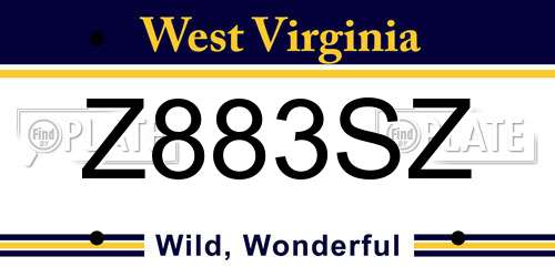 Z883SZ West Virginia License Plate