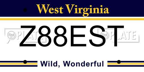 Z88EST West Virginia License Plate