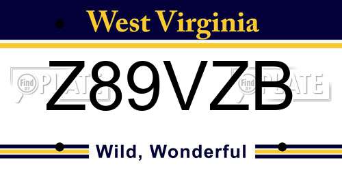 Z89VZB West Virginia License Plate