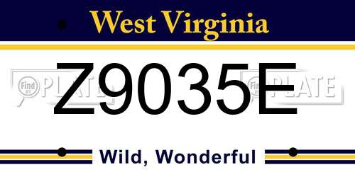 Z9035E West Virginia License Plate