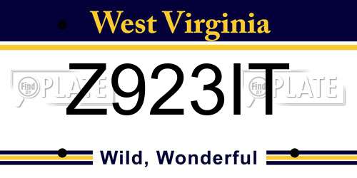 Z923IT West Virginia License Plate
