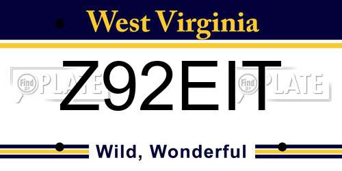 Z92EIT West Virginia License Plate
