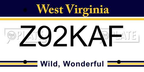 Z92KAF West Virginia License Plate