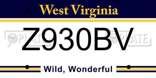 Z930BV West Virginia License Plate