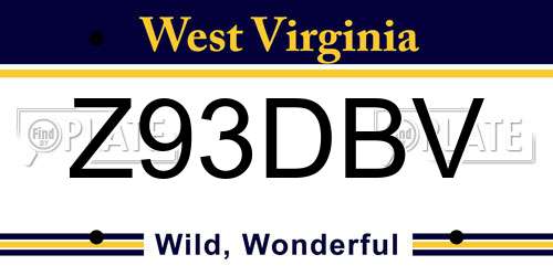 Z93DBV West Virginia License Plate