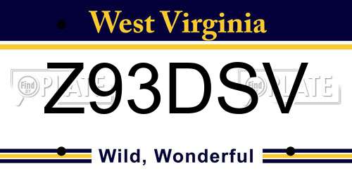 Z93DSV West Virginia License Plate
