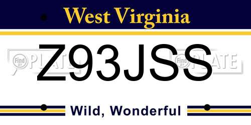 Z93JSS West Virginia License Plate