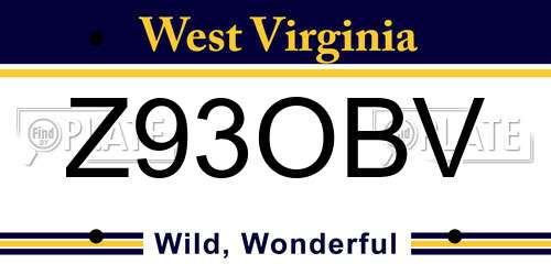 Z93OBV West Virginia License Plate