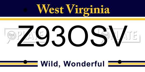Z93OSV West Virginia License Plate