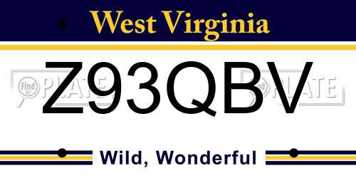 Z93QBV West Virginia License Plate