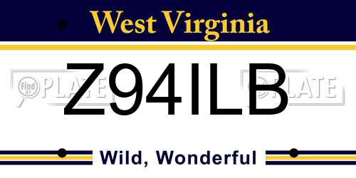 Z94ILB West Virginia License Plate