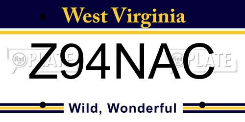 Z94NAC West Virginia License Plate