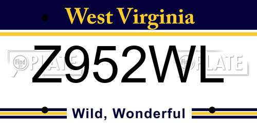 Z952WL West Virginia License Plate