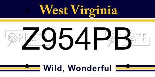 Z954PB West Virginia License Plate