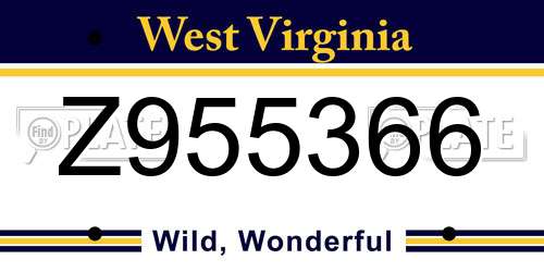 Z955366 West Virginia License Plate