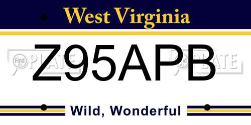 Z95APB West Virginia License Plate