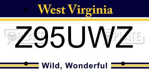Z95UWZ West Virginia License Plate