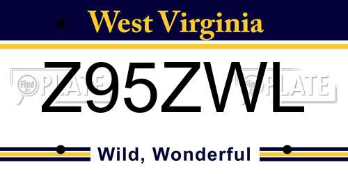 Z95ZWL West Virginia License Plate