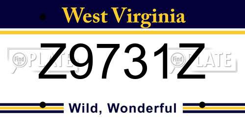 Z9731Z West Virginia License Plate