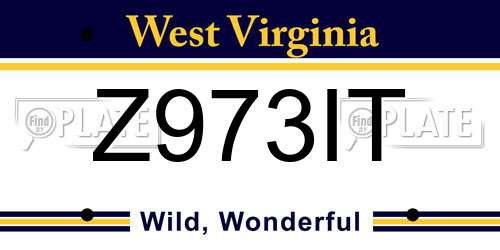 Z973IT West Virginia License Plate