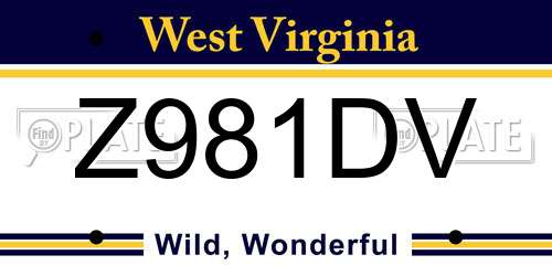 Z981DV West Virginia License Plate
