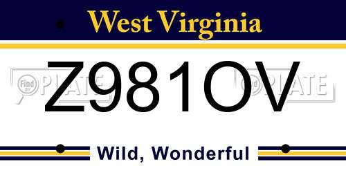 Z981OV West Virginia License Plate