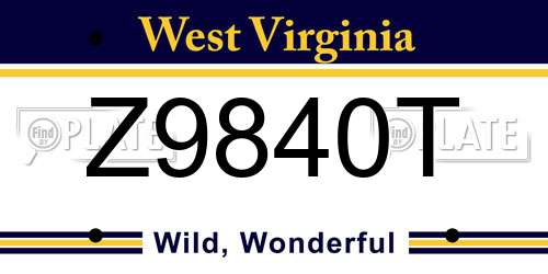 Z9840T West Virginia License Plate