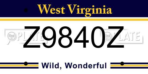 Z9840Z West Virginia License Plate