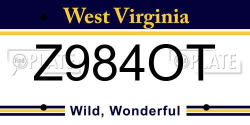 Z984OT West Virginia License Plate